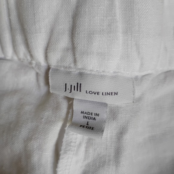 J Jill Pants Large P Love Linen Wide Leg White Beach Lagenlook Pockets - Picture 10 of 13